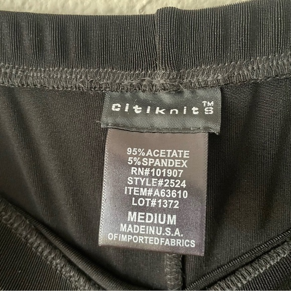 Citiknits Slinky Wide Leg Pull On Pants Women’s M Black Vintage Elastic Waist - Picture 2 of 12